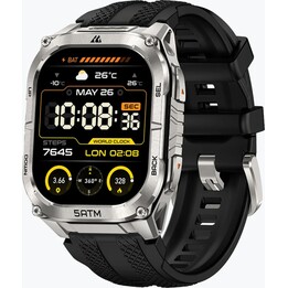 Kospet Tank M4C Prata com pulseira preta Ecrã AMOLED de 1,96 polegadas Walkie Talkie - Relógio inteligente