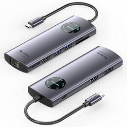 Station d´accueil USB Type-C Vention TQUHB / 1 x HDMI 4K / 1 x DisplayPort / 3 x USB / 1 x RJ45 / 1 x USB Type-C PD / 1 x le