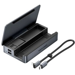 Dock USB Type-C para Steam Deck / Switch Vention TPZH0/ 2xHDMI 4K/ 3xUSB/ 1xUSB Type-C/ 1xUSB Type-C PD/ 1xRJ45/ 1xLeitor de Car