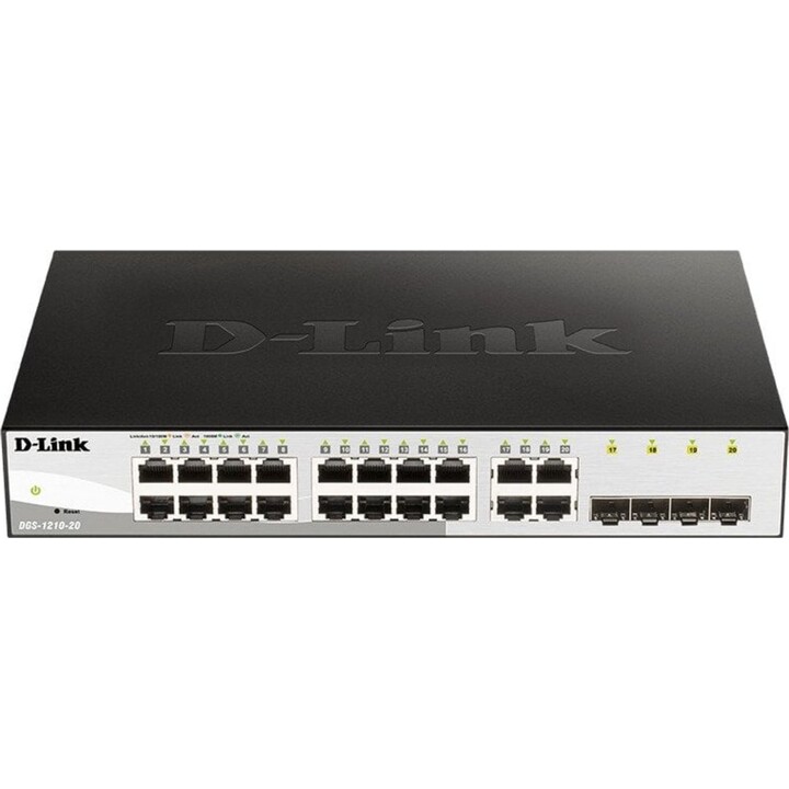 D-Link DGS-1210-20/E Smart Managed Switch 16 porte Gigabit Ethernet 4 porte Combo 100/1000Mbps