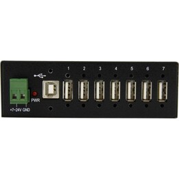 Startech Hub USB Industriel 7 Ports 2.0 DIN ESD Metal Protection 480 Mbps Noir