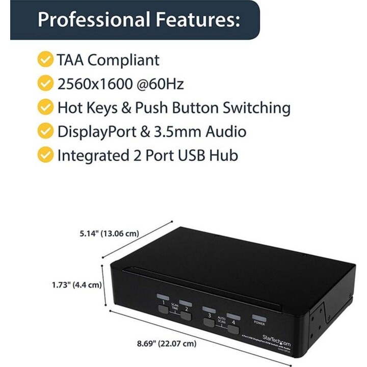 Startech KVM Switch 4 porte DisplayPort Hub USB