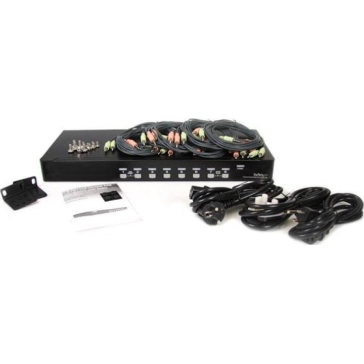 Startech SV831DUSBAU KVM Switch 8 portas USB VGA 1U Rack Áudio OSD Preto