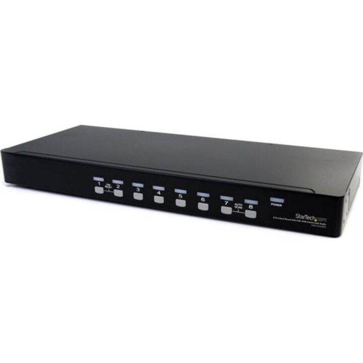 Startech SV831DUSBAU KVM Switch 8 portas USB VGA 1U Rack Áudio OSD Preto