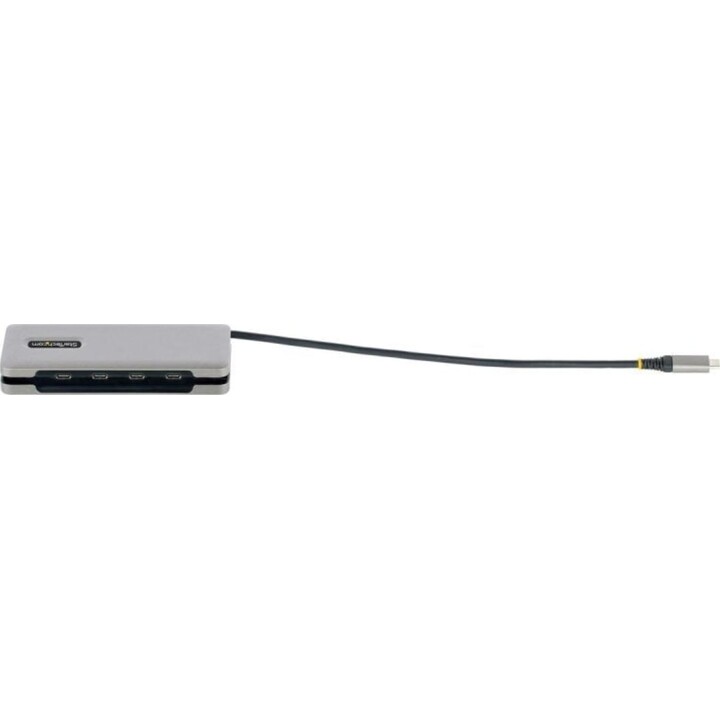 Hub USB-C 4 portas USB 3.2 Gen 2 10Gbps PD 100W Pass-Through Cabo cinzento 32cm