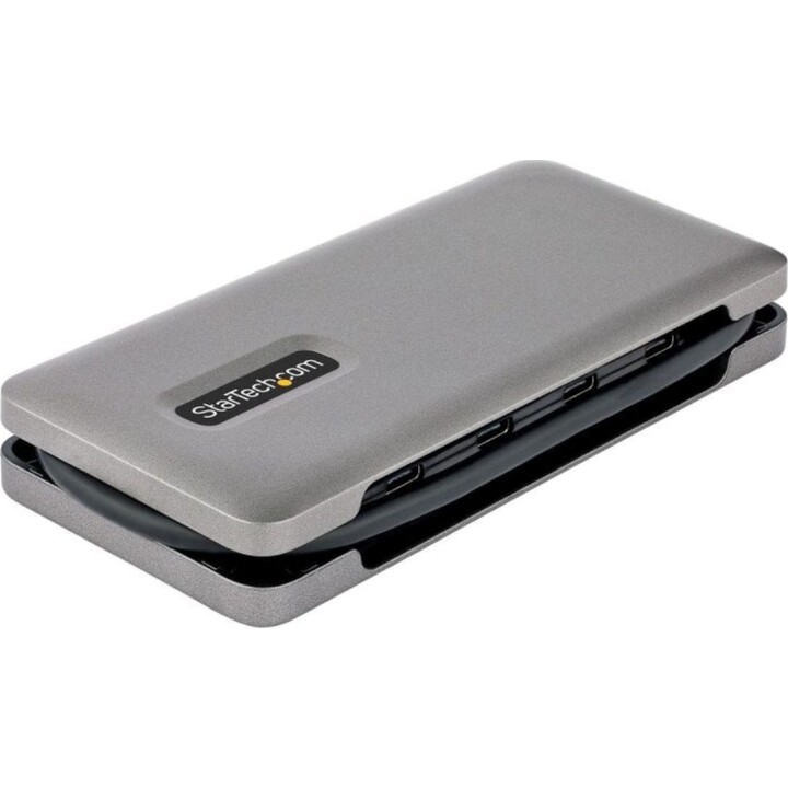 Hub USB-C 4 portas USB 3.2 Gen 2 10Gbps PD 100W Pass-Through Cabo cinzento 32cm