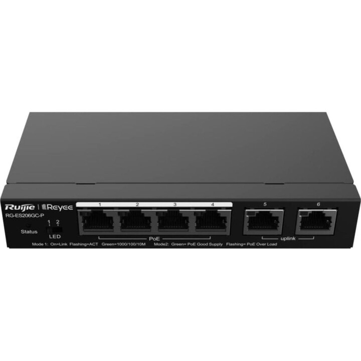 Ruijie Networks RG-ES209GC-P Conmutador 9 Puertos Gestionado Gigabit Ethernet PoE Negro