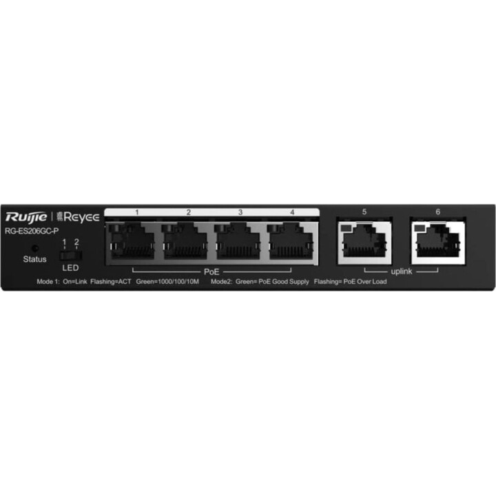 Ruijie Networks RG-ES209GC-P Conmutador 9 Puertos Gestionado Gigabit Ethernet PoE Negro