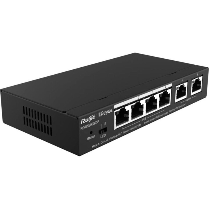 Ruijie Networks RG-ES209GC-P Conmutador 9 Puertos Gestionado Gigabit Ethernet PoE Negro