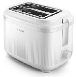 Tostadora - PHILIPS 3000 series HD2511/00, 900 W, 2 ranuras, 2 rebanadas, Control ajustable del dorado de la corteza, Blanca