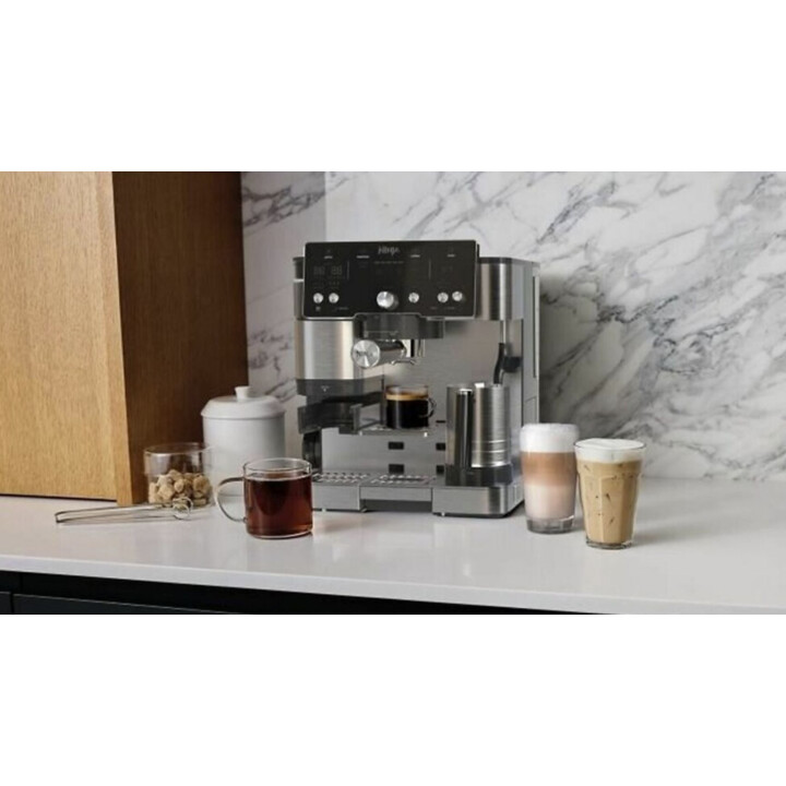Máquina de café espresso - NINJA ES501EU, 9 bares, 1650 W, 1 taza, Negro, Acero inoxidable