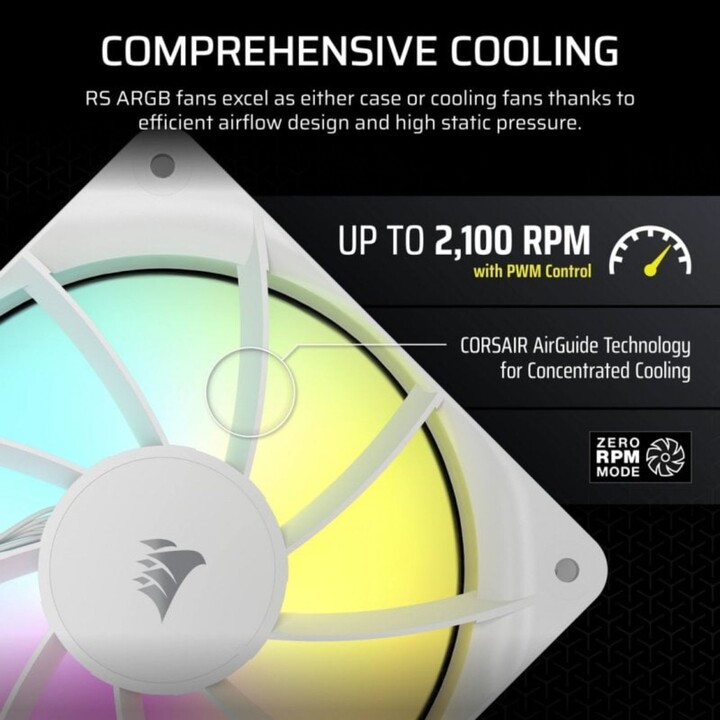 Corsair RS120 ARGB Computergehäuselüfter 12cm Weiß 1 Stück