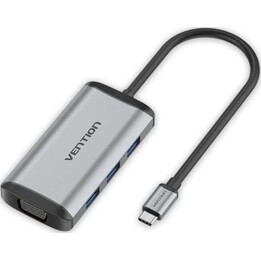 Vention Tgshb USB-C Docking Station 3xusb 1xhdmi 4k 1xvga 1xusb Typ-C Pd Grau