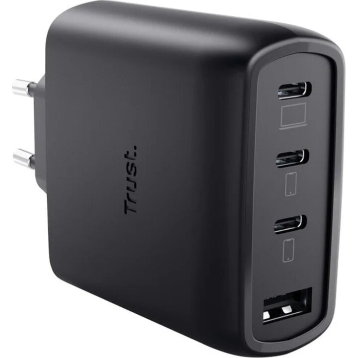 Carregador de parede Gan Trust Maxo 65w 26067 3xUSB Type-C 1xUSB Inclui cabo USB-C 65w