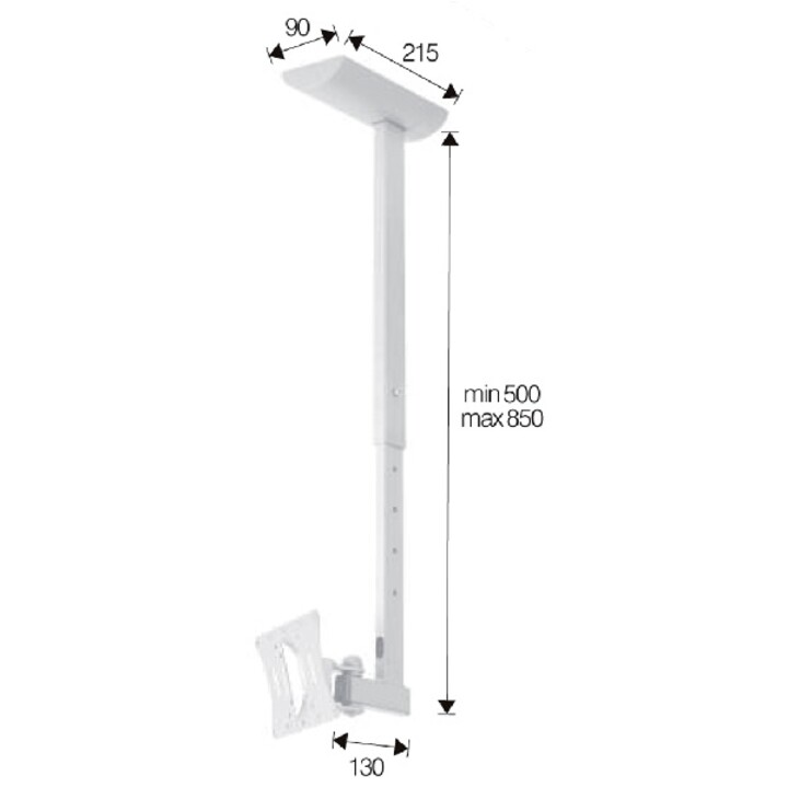 OMB Hisolution ceiling mount, vertically adjustable +-20°, 190° rotation, VESA 50/75/100/200, max 20kg, color