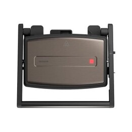 Aiwa asm-1500g grill sandwich maker, piastre antiaderenti, 1500w, colore argento, 180?