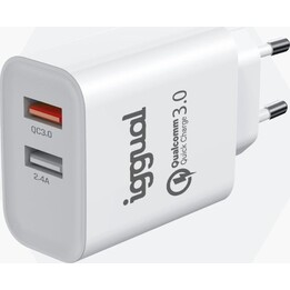 iggual Caricatore doppio USB QC3.0 30W bianco