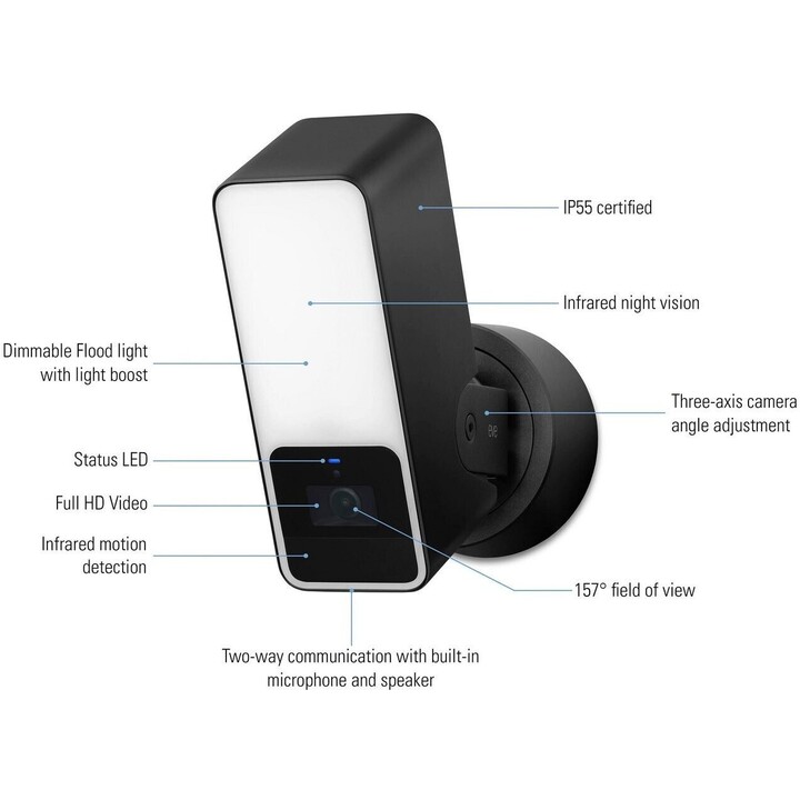 Outdoor Security Cam Eve 10ECG8101 1080p 157° FOV Nachtsicht Flutlicht IP55 HomeKit