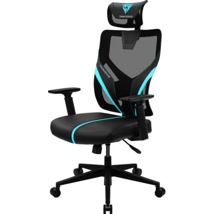 Sedia da gioco ThunderX3 Yama 1 YAMA1BC Black/Cyan Mesh Ergonomica 120kg 135° Reclinazione