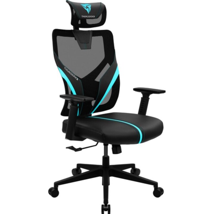 Sedia da gioco ThunderX3 Yama 1 YAMA1BC Black/Cyan Mesh Ergonomica 120kg 135° Reclinazione