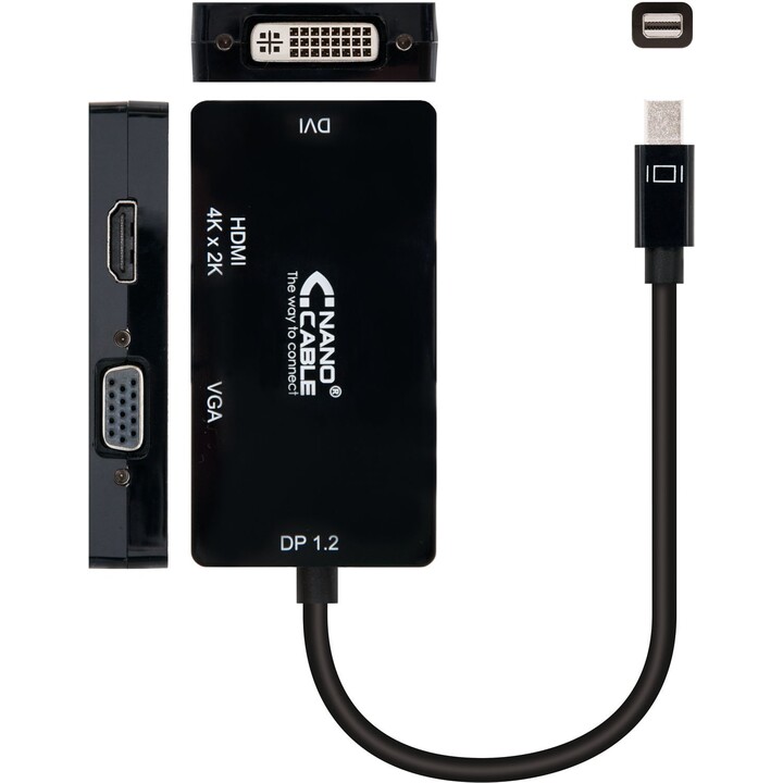 Adattatore Mini DVI maschio a VGA + DVI + HDMI Nanocable nero