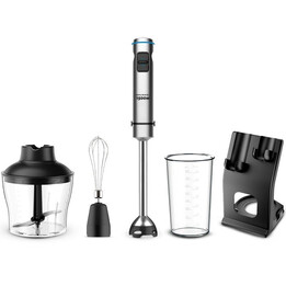 Grunkel BM-1500SET Stabmixer / 1500 W / 0,8 l Fassungsvermögen / Inklusive Messbecher, Zerkleinerer, Schneebesen und Ständer