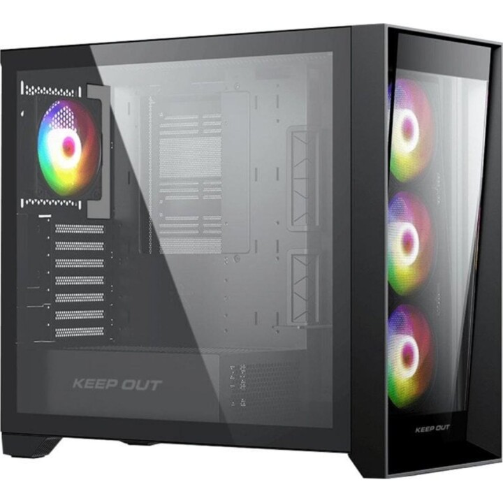 Case da gioco PC Tower Keep Out XC-911PROXL+ Vetro temperato ARGB E-ATX/ATX/Micro-ATX/ITX Nero