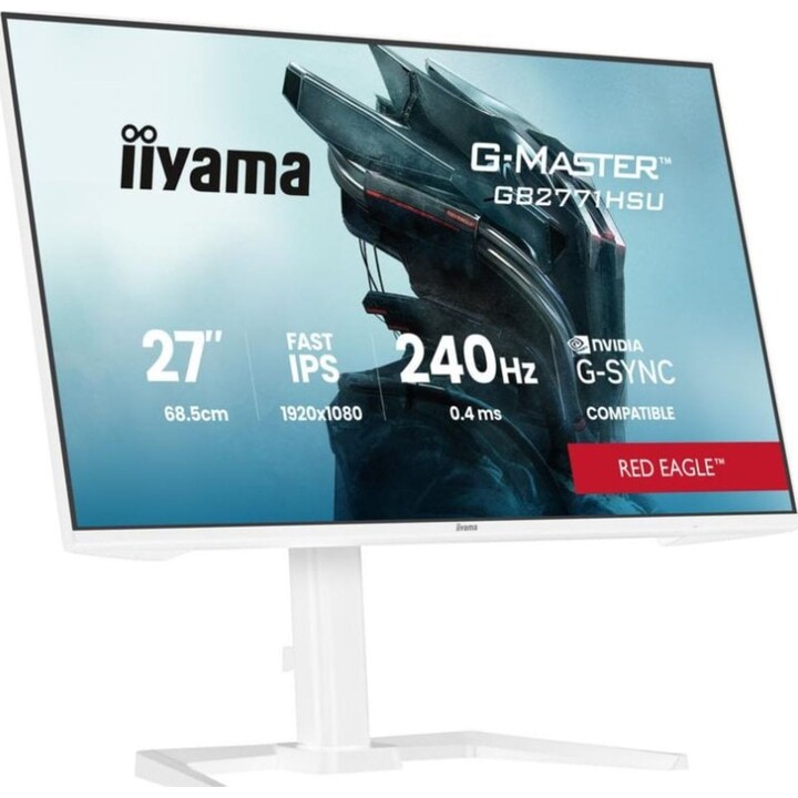 iiyama G-MASTER GB2771HSU-W1 27" FullHD 240Hz Fast IPS HDR Monitor bianco regolabile in altezza