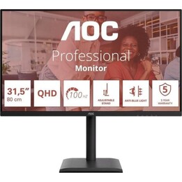 AOC Q32E4U Monitor 31.5" Quad HD 100 Hz IPS 4 ms HAS USB Hub Speakers
