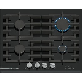 Bosch PRP6A6H40, 60-cm-Gaskochfeld mit 4 Kochzonen und FlameSelect-Präzisionssteuerung, Schwarz