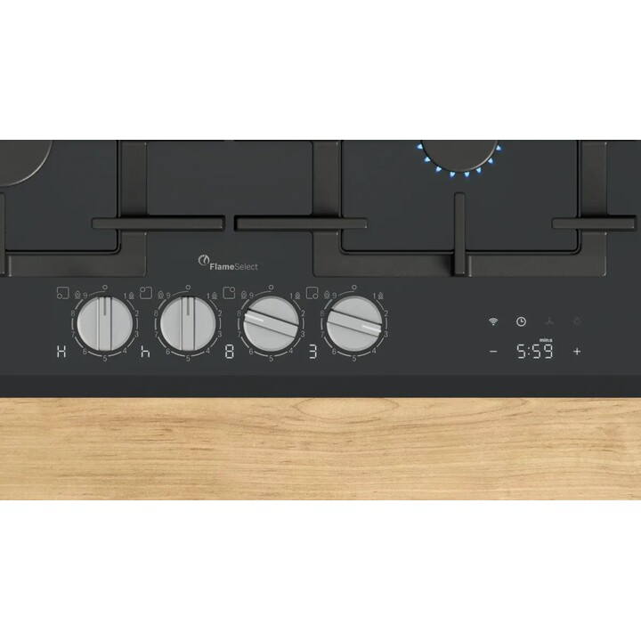 Bosch PRP6A6H40, piano cottura a gas da 60 cm con 4 zone di cottura e controllo di alta precisione FlameSelect, nero