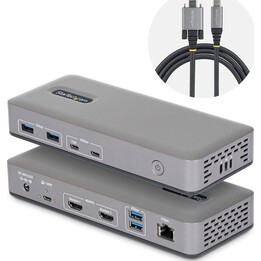 StarTech.com Station d'Accueil USB-C à Deux Écrans, HDMI, 4K 60Hz, Recharge d'Ordinateur Portable 100 W, 1 GbE, Sans Pilote, Sta
