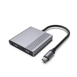 Adaptador multiportas USB tipo C 3 em 1 Gembird A-CM-COMBO3-04 (2 portas USB + 2 HDMI + PD), cinza espacial