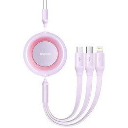 Cable Baseus Bright Mirror 2, cable USB 3 en 1 para micro USB / USB-C / Lightning 3.5A 1.1m (Morado)