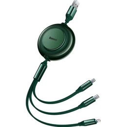 Baseus Bright Mirror 2 Cable Cabo USB 3 em 1 para micro USB/USB-C/Lightning 3.5A 1.1m Verde