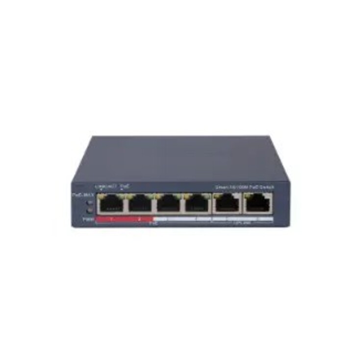 Switch Hikvision DS-3E1106P-EI Fast Ethernet (10/100) gerenciável com Power over Ethernet (PoE), cinza