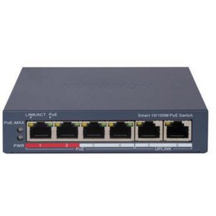 Hikvision DS-3E1106P-EI commutateur réseau Géré Fast Ethernet (10/100) Connexion Ethernet, supportant l'alimentation via ce port
