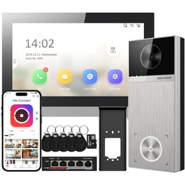 Kit videocitofono IP Hikvision DS-KIS613-S con postazione esterno da 4 MP e monitor da 7 pollici