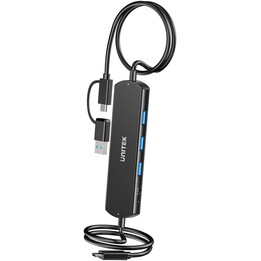 UNITEK U1344ABK01 hub KVM USB 10 Gbps 3 portas USB-A preto