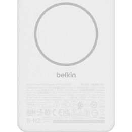 Bateria externa magnética Belkin BPD010hqWH de 5000 mAh com carregamento sem fios de 7,5 W, branco