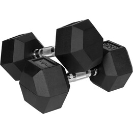 Rebel Active Hexagonal Cast Iron Dumbbells with Rubber Coating, 2x15 kg, Black