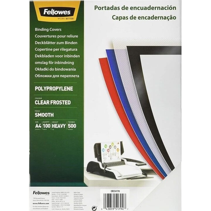 Fellowes Confezione da 100 coperture in polipropilene da 500 micron