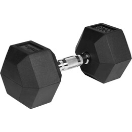 Halteres hexagonais de ferro fundido com revestimento de borracha Rebel Active 20 kg, preto