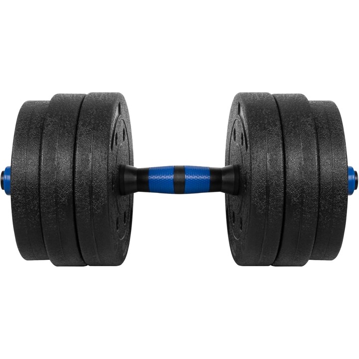 Rebel Active RBA-2300 Halteres em ferro fundido com barra de ligação, 2x10 kg, preto/azul