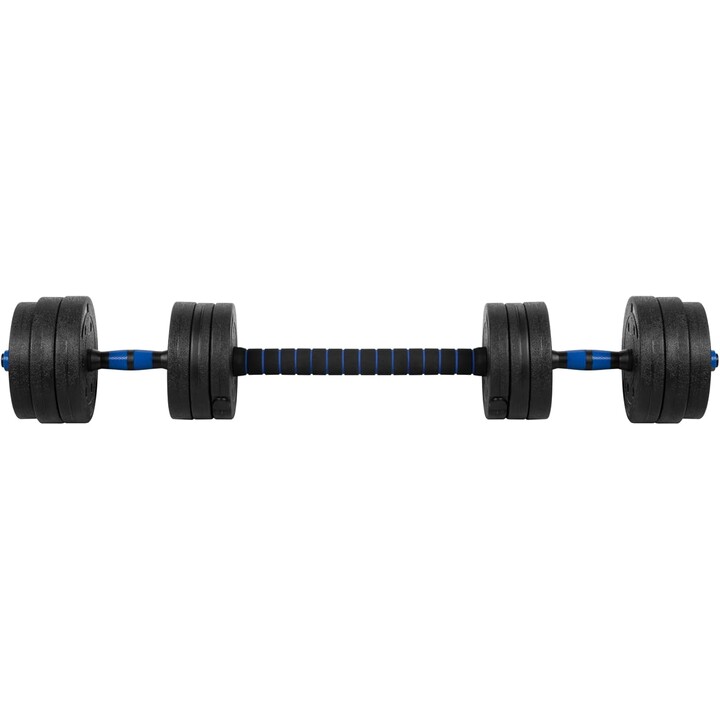 Rebel Active RBA-2300 Gusseisen-Hanteln mit Verbindungsstange, 2x10 kg, schwarz/blau