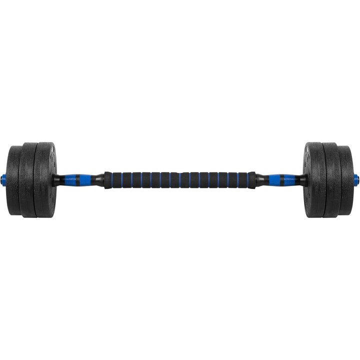 Rebel Active RBA-2300 Haltères en fonte avec barre de connexion, 2x10 kg, noir/bleu