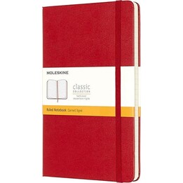 Moleskine Classic Notebook 240 Folhas Páginas pautadas Capa dura Vermelho