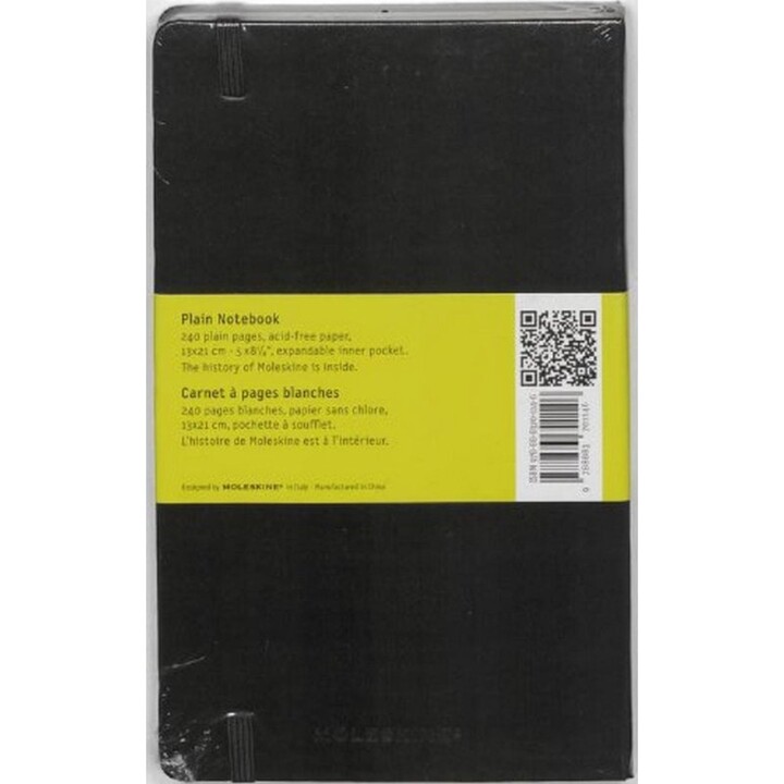 Moleskine QP062 Cahier A5 240 feuilles unies noir