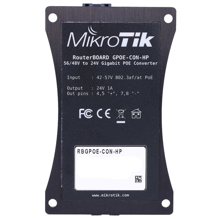Mikrotik Rbgpoe-con-hp Voltage Converter, Poe, 48V to 24V