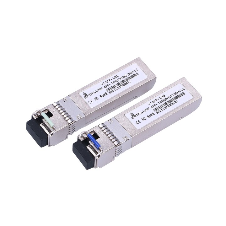 Módulo Extralink SFP+ 10G WDM SFP+, 10Gbps 1270/1330nm, Modo Simples, 20km, LC, Dom, Par